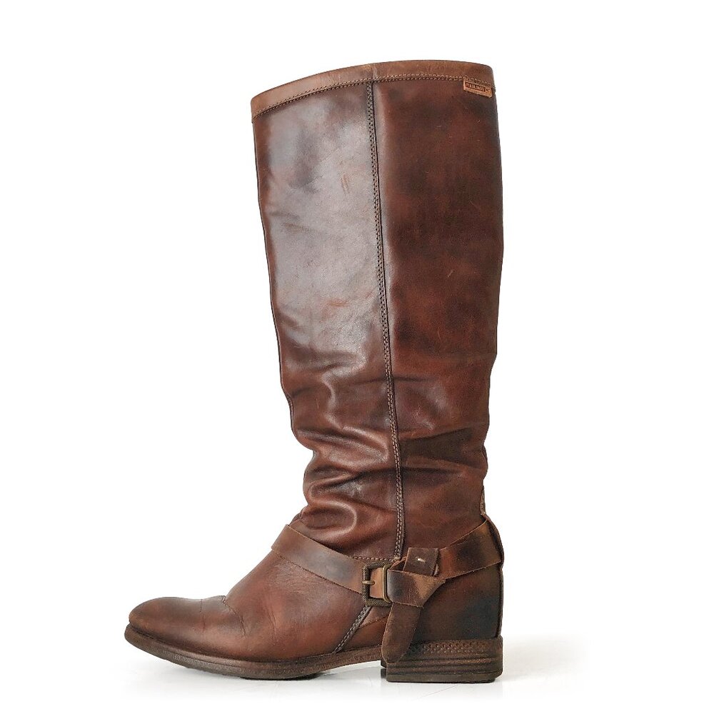 Pikolinos Tall Brown Leather Full Zip Boots 9.5 Ordino W8M-9596